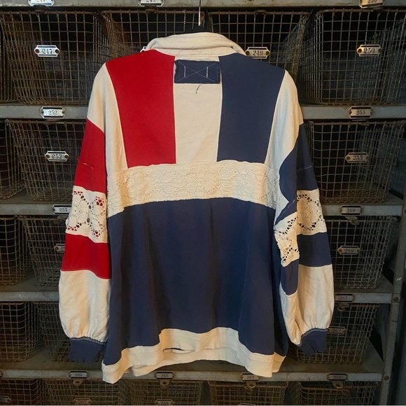 Free People  American Dream Polo - Red, Blue, Cream Small 2355 - Picture 9 of 10